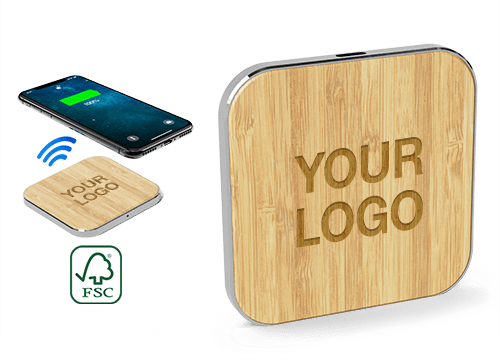 Savanna - Bamboo Wireless Chargers with Logo
